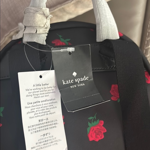 NWT Kate Spade Black Backpack with Red Floral Design nwt - Picture 3 of 4